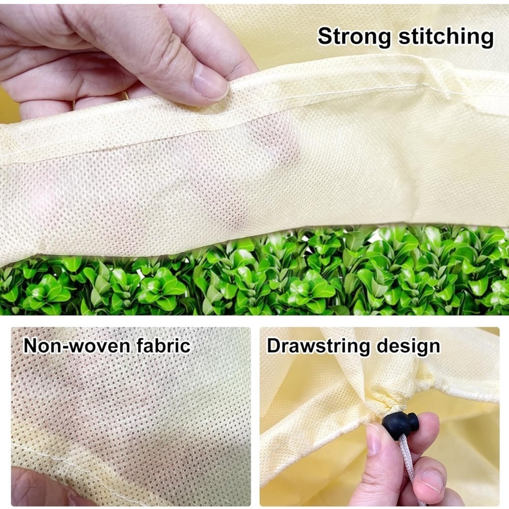 Rectangular Planter Box Cover Freeze Protection with Drawstring 2 Pieces NEW - Picture 3 of 9